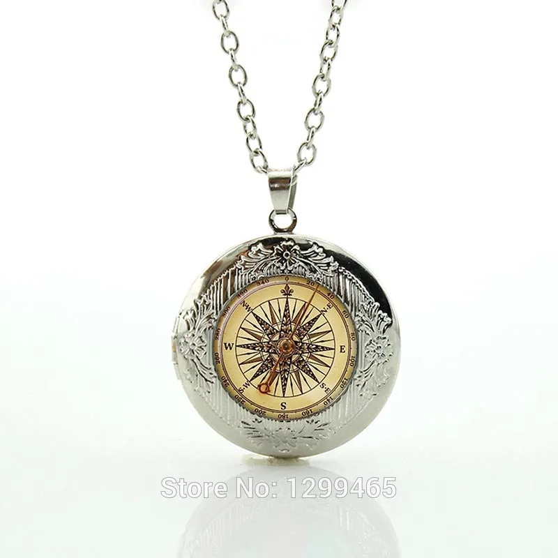 Vintage compass pendant ART PRINT Steam punk compass necklace Steam
