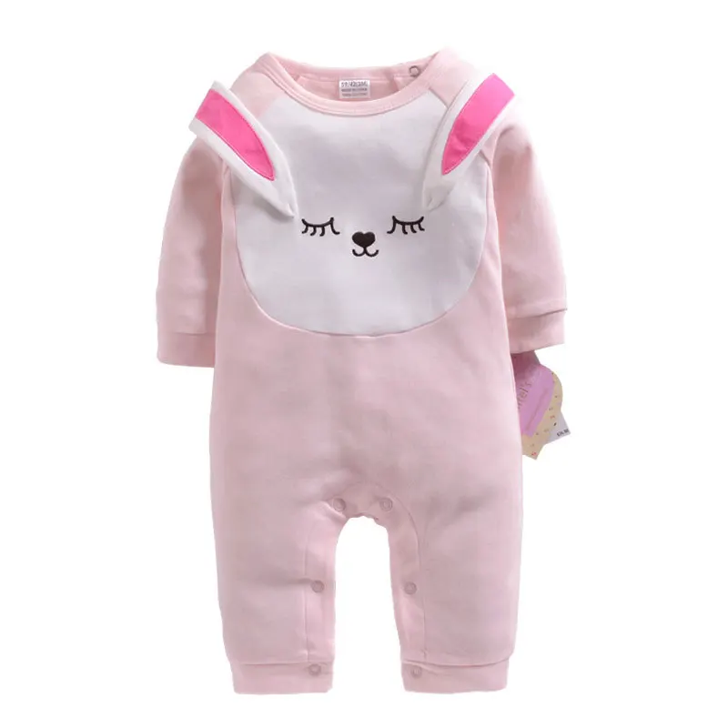 Детский комбинезон с длинными рукавами; комбинезон для новорожденных; bebes; пижамы из хлопка; сезон весна-осень; Одежда для девочек; одежда для малышей; комбинезон с героями мультфильмов - Цвет: pink bunny