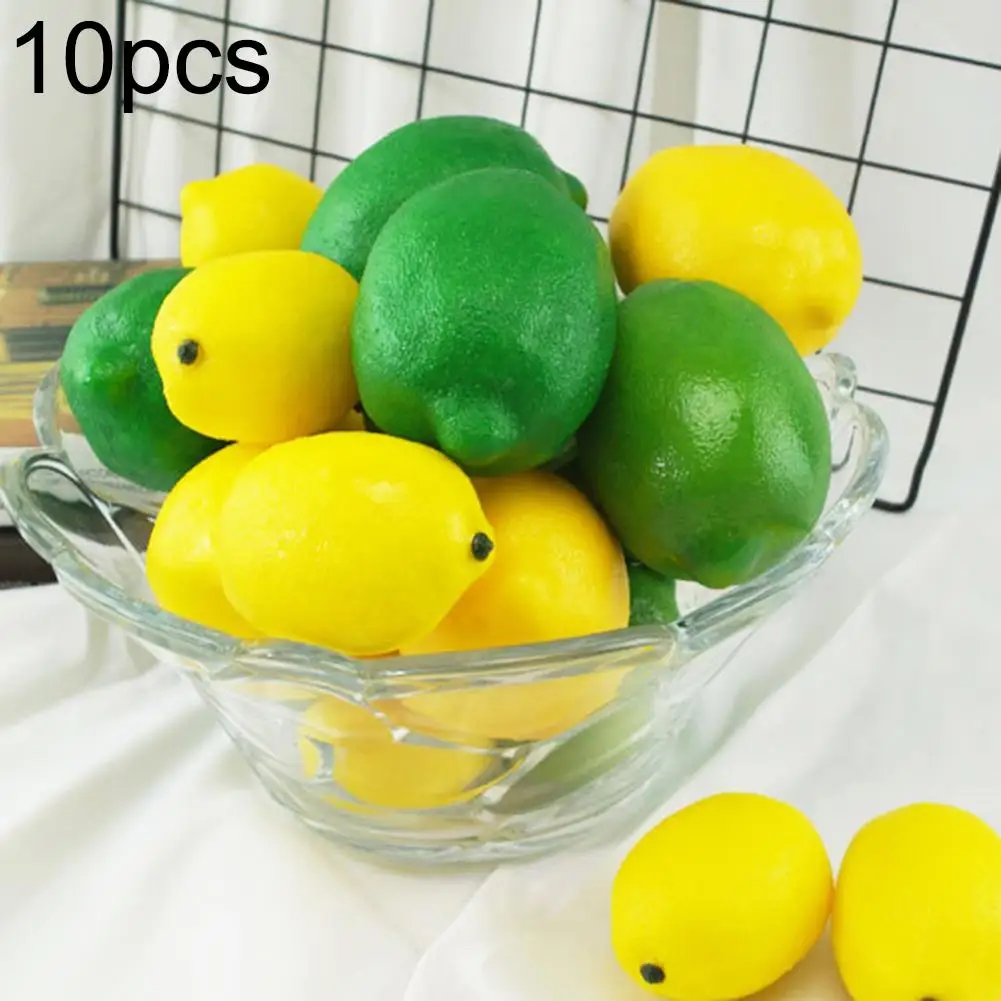 

45# 10Pcs Mini Artificial Lemon Simulation Fruit Photography Prop Party Table Home Decor Vivid Color
