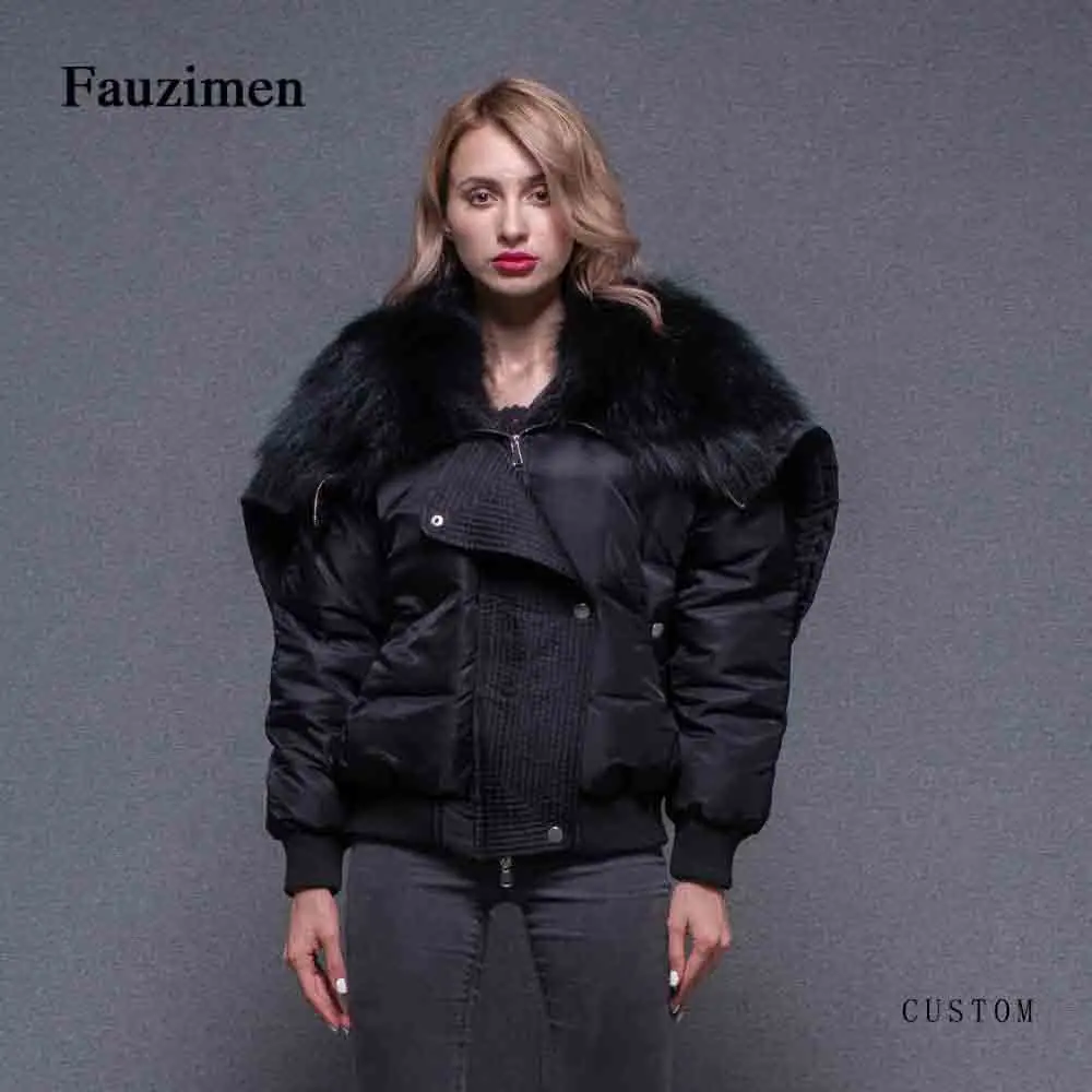 Новинка, Женское зимнее пальто, большой енот, высокое качество, мех, с капюшоном, куртка-бомбер, ветровка, для женщин, для девушек, куртки, одежда, парка