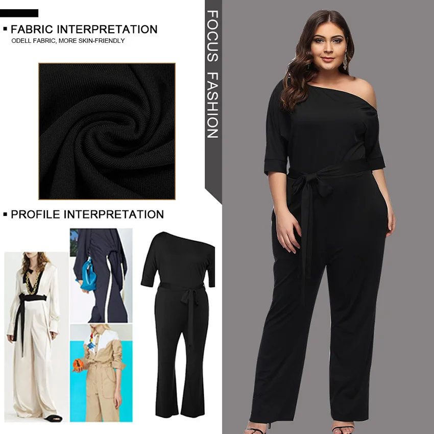 Party Lady Plus Size Sexy Jumpsuits For Women One Shoulder 2018 Autumn Club Rompers Womens Jumpsuit Party Elegant Long Romper -C