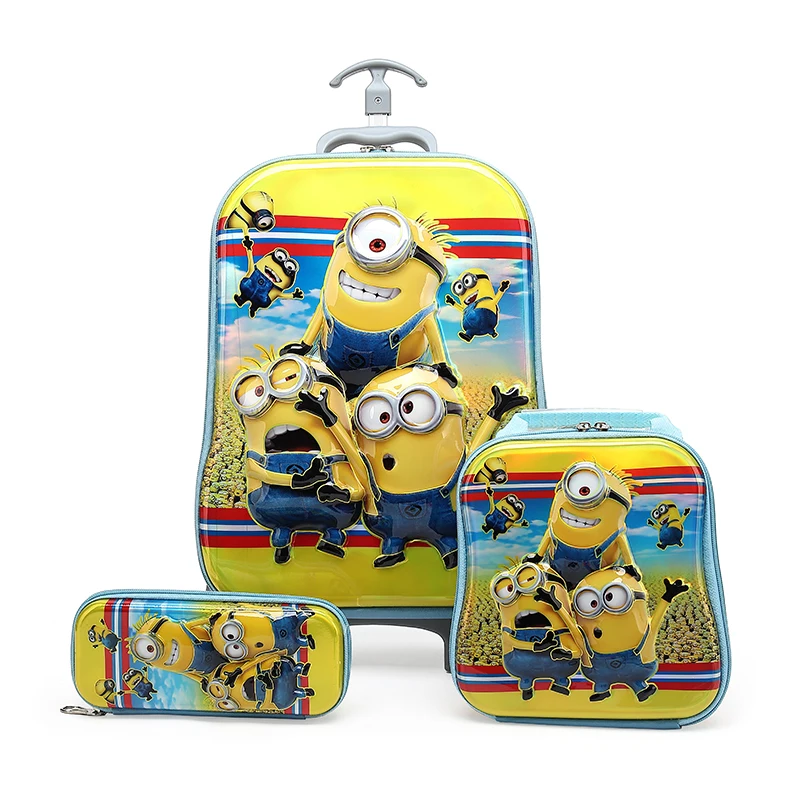 

3PCS Students School Bags Lovely Kids Climb Stairs Children's School Bags Trolley 3D EVA Stereo Schoolbag Child Pencil Box Gift