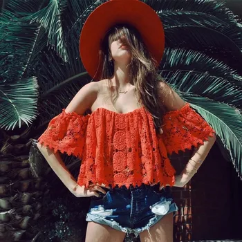 

Tops Solid Short Blusa Tumblr Camisetas Rushed Free Shipping 2019 American Personality New Sexy Lace Collar Strapless T-shirt