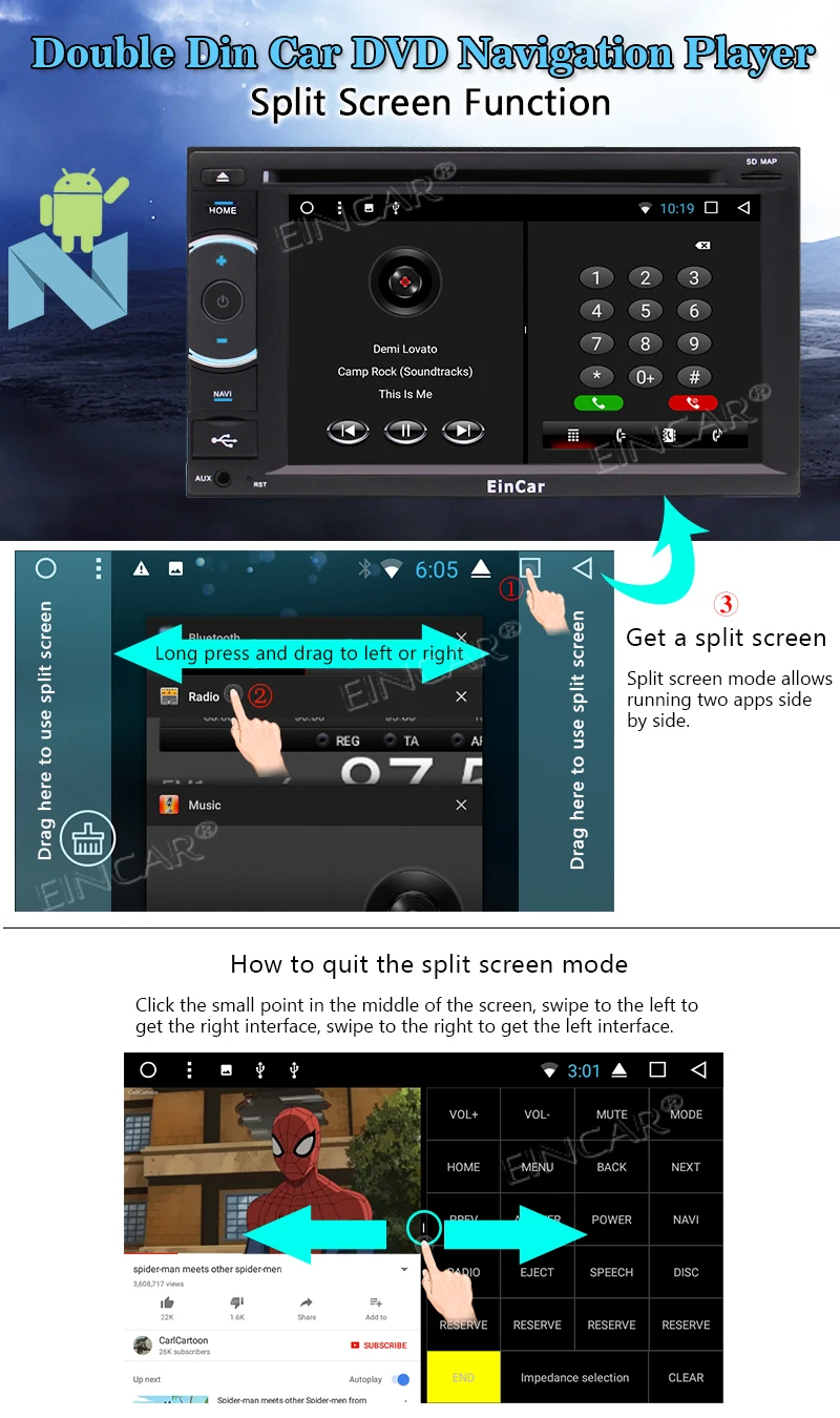 Android 5 1 стерео CD dvd-плеер-Eincar в тире автомобиля радио MP3 MP5 плеер навигации Системы с