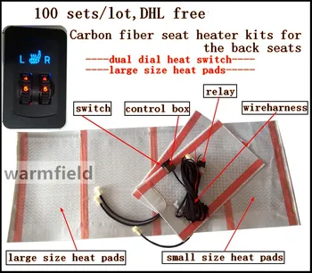 

100 sets/lot,DHL free,Carbon fiber seat heater kits for the back seat of the car with dual dial heat switch