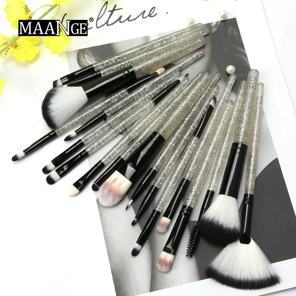 

MAANGE 18Pcs Shiny Makeup Brush Set tools Make-up Toiletry Kit Glitter Brushes Set Easy to apply Makeup Brush Set Tools
