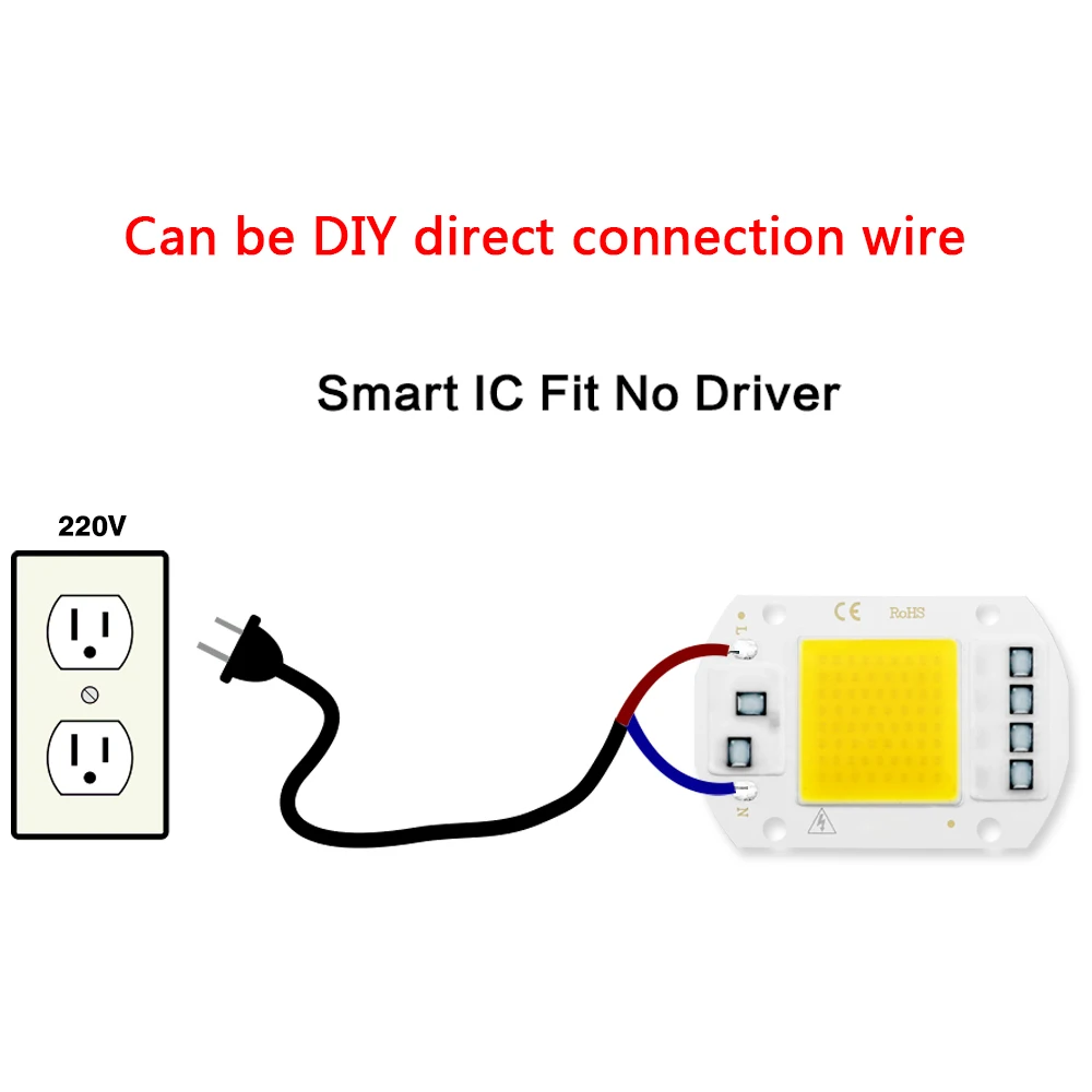 COB Чип светодиодный светильник 10 Вт 12 Вт 20 Вт 30 Вт 50 Вт AC 220 В IP65 умный IC лампада светодиодный светильник без необходимости драйвер для Светодиодный прожектор чип точечный светильник