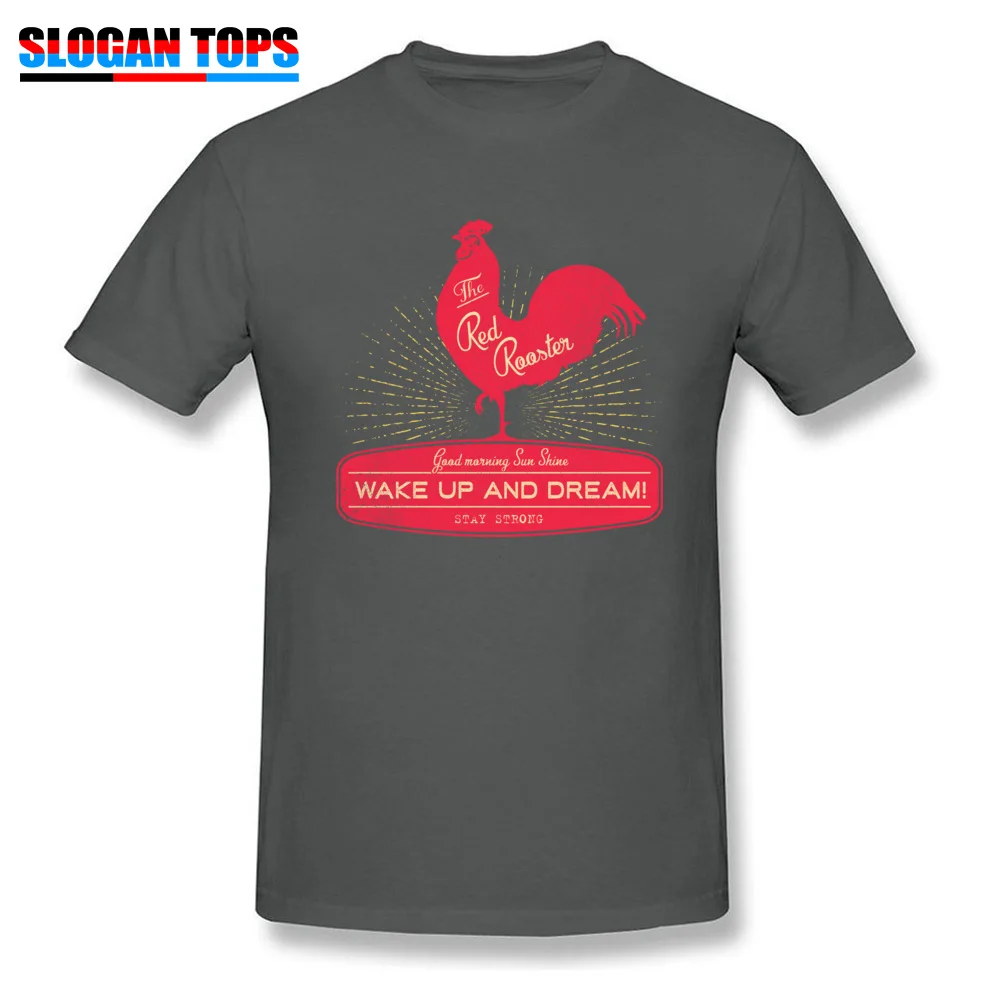 Casual T Shirt High Quality Round Neck Funny Cotton Fabric Mens T Shirt 3D Printed Short Sleeve Clothing Shirt Vintage Rooster Wake Up and Dream carbon