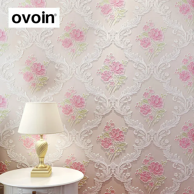 Tapete Vintage Rosa Vintage Romantische 3d effekt texturen gepr gt Wohnzimmer Rosa Blume tapete Rolls Lila Wandverkleidungen Wohnkultur Schlafzimmer.jpg 640x640 - Tapete Vintage Rosa