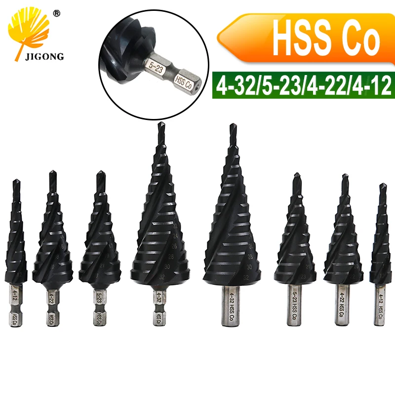 HSS CO M35 TiALN Stainless Steel Metal Step Drill Bit Spiral Groove Cutter Drilling Hole Saw Tool