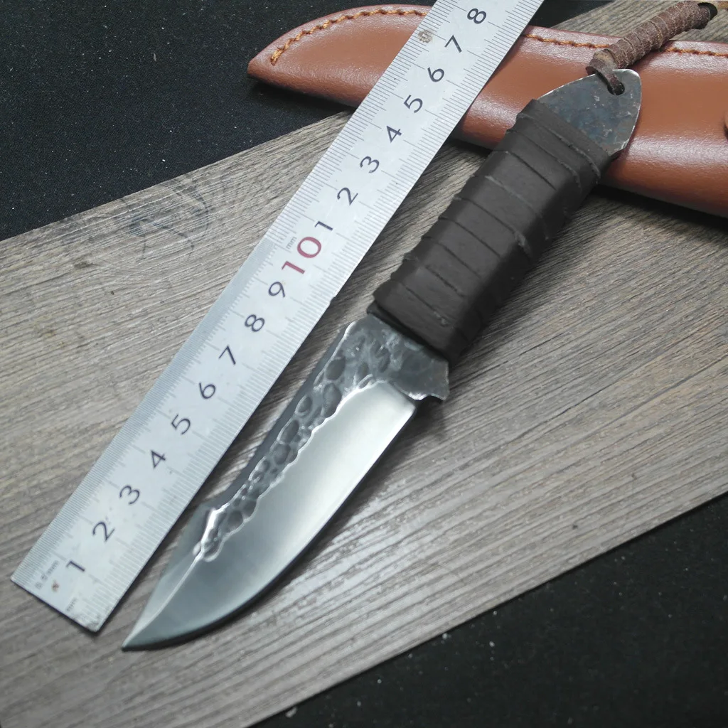 Высокое качество Дамасская сталь кованые прямой нож охотничий высокой твердости Открытый самообороны нож тактический армейский нож выживания
