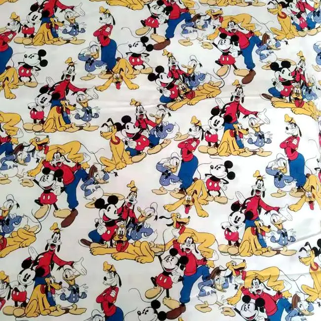 

140cm Width Mickey Mouse and His Friends White Cotton Fabric for Boy Cloth Bedding Set Hometextile Cushion Cover Sewing-AFCK822
