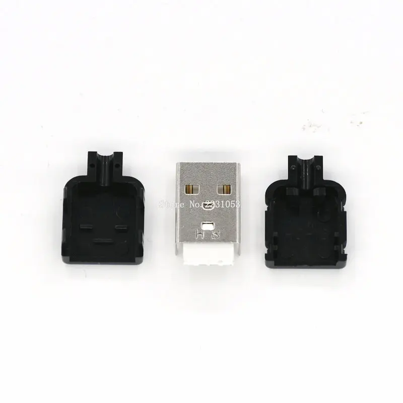 10 комплектов DIY USB 2,0 разъем типа A штекер 4 Pin в сборке адаптер гнездо припоя Тип Черный Пластиковый корпус для подключения данных