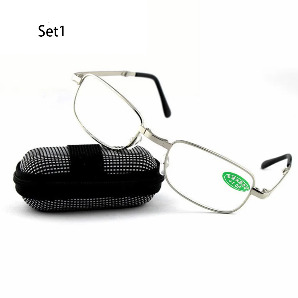 Портативные+ 1,0~ 4,0 диоптрийные Магнитные очки без оправы с модным клетчатым чехлом чехол для очков сверхлегкие мини складные очки - Цвет оправы: color random