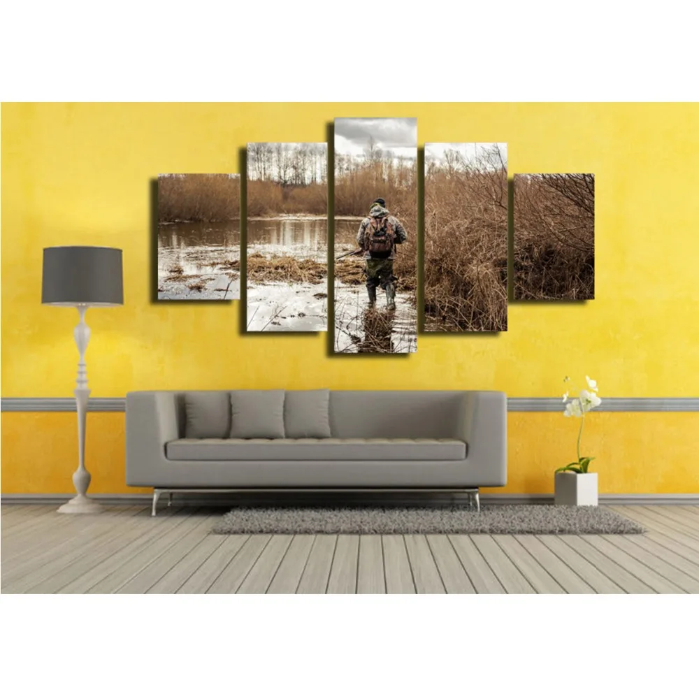 Джунгли водно-Охота Холст Wall Art абстрактным принтом домашнего декора для