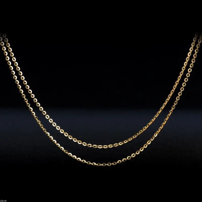 

New Hot Solid Au750 18K Yellow Gold Women O Link Chain Necklace 18inch