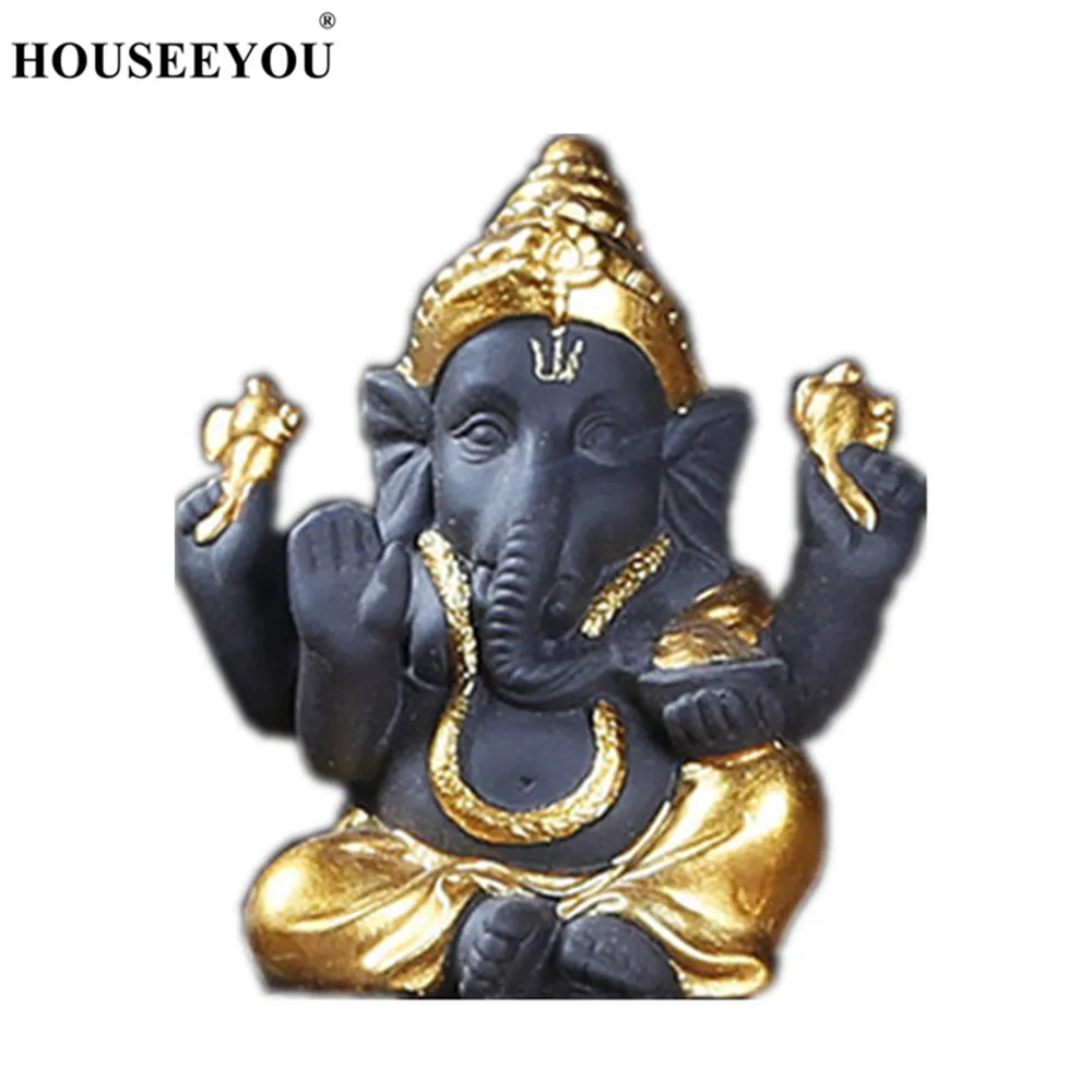 

Ceramic Buddha Statues Purple Sand Elephant God Figurines Home Decor Ganesha Mascot Decoration Flowerpot Landscape Garden Crafts