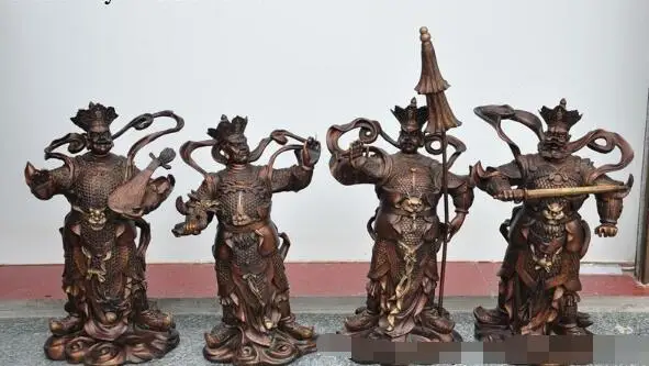 

S4435 20"Chinese folk myth Bronze Four Heavenly Kings 4 God warrior buddha statue set
