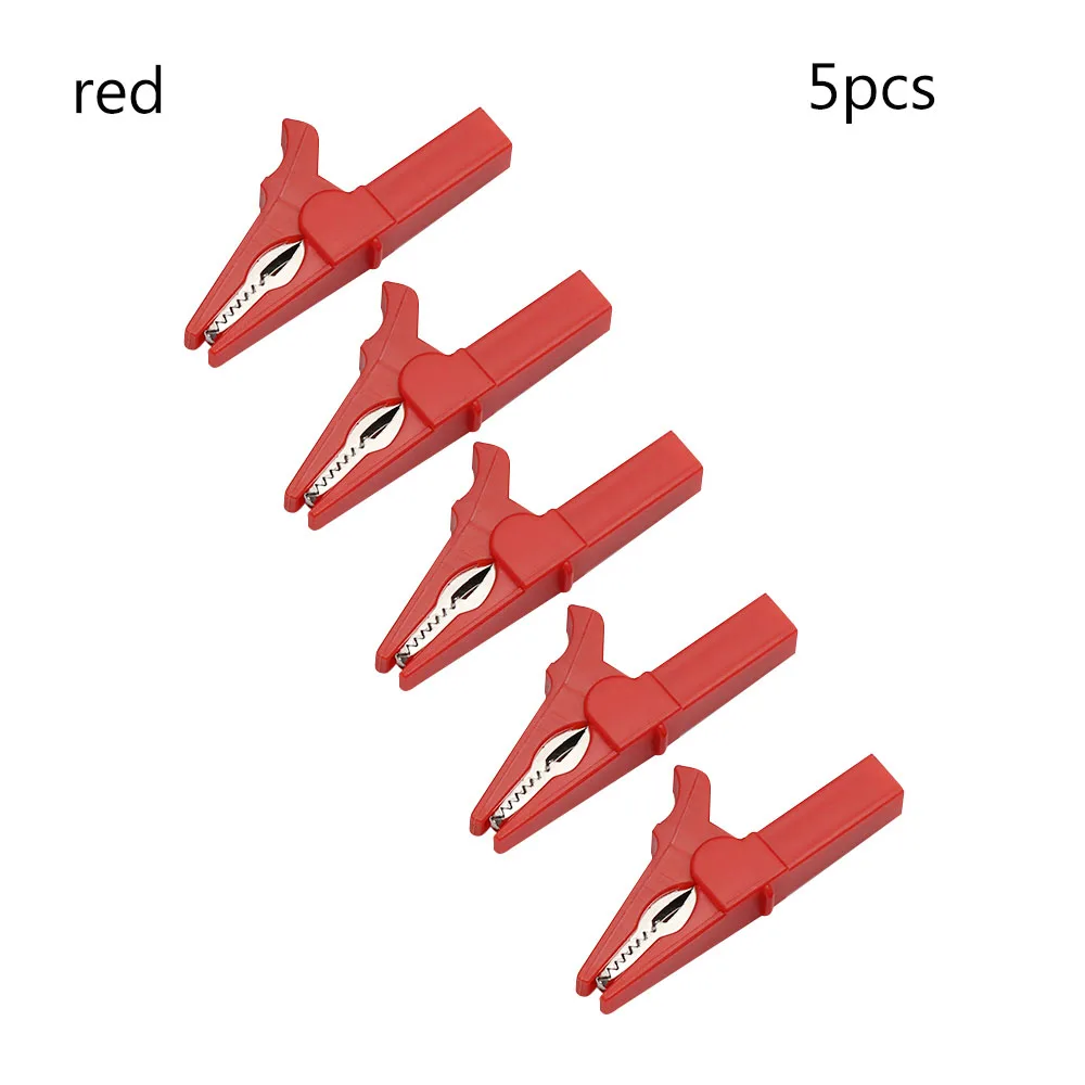 5 шт. 55 мм пластик авто разъем типа "банан" мультиметр крокодил зажим красочные кабельные зонды батареи тестовые инструменты - Цвет: red