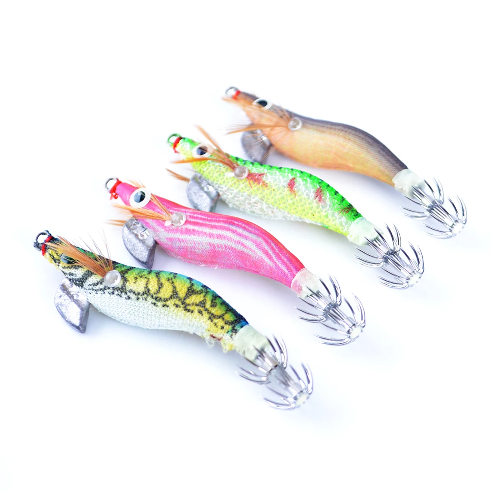 

FISH KING 1PC 4 Color 1.5# 8cm Jigs Fishing Lure Shrimp Flick Luminous Squid Hook Bait Glow In The Dark