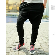 Мода, модные мужские штаны-шаровары для ног, хип-хоп, уличный город, черные мужские штаны-шаровары с карманами на молнии и шаговым швом для бега