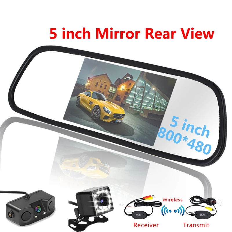 

Universal TFT Rearview 5 Inch Mirror Monitor 800*480 with Car Rear View Camera Parking Night Vision Car Reversing Backup Camera
