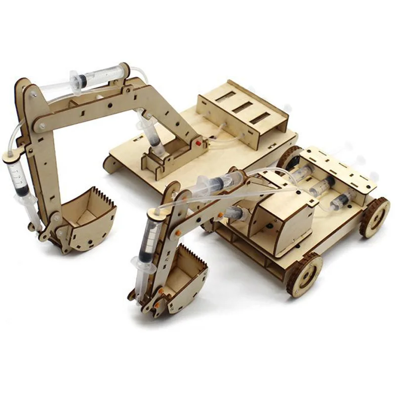 DIY Pneumatic Excavator model children learning Hydraulic digger model Kids Teens Adults Self-Assembly STEM Mechanical 3D Models