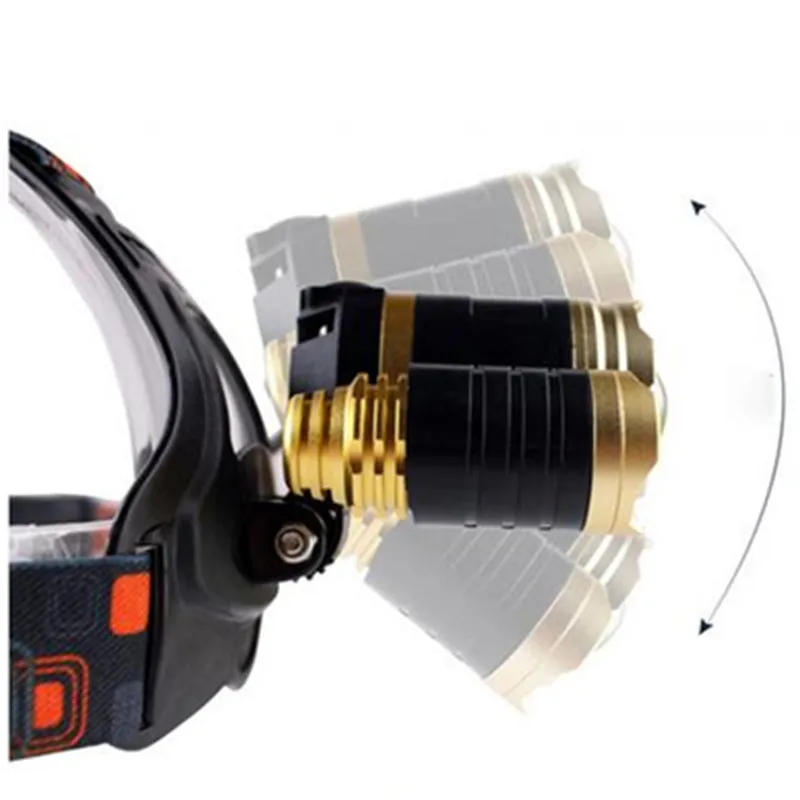 JEANIGHT 3 LED Headlamp XML T6 8000LM Headlight frontale Flashlight 4 Mode Torch Lights with Car Charger With 18650 Battery (7)