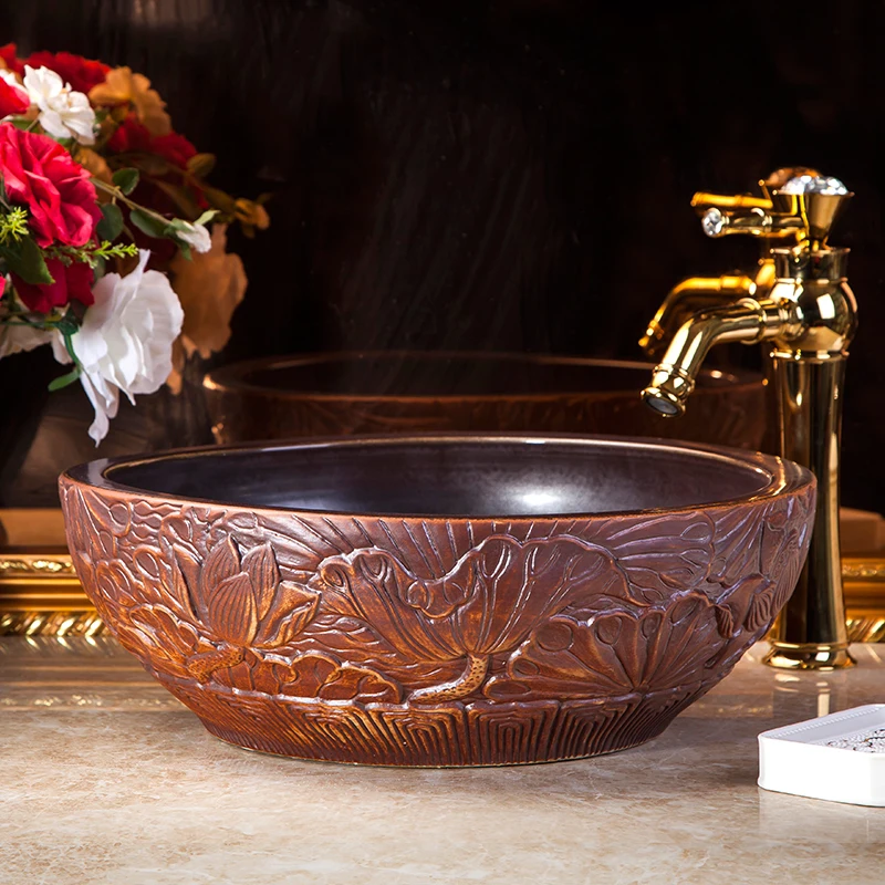 Europe style chinese wash basin Jingdezhen Art Counter Top ceramic basin sink painted hand washbasin bathroom sinks (10)