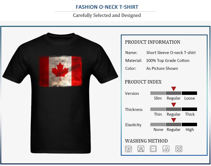 Distressed vintage Canada Flag Short Sleeve Tops Shirt Round Neck 100% Cotton Male T-Shirt Customized Sweatshirts Graphic Distressed vintage Canada Flag