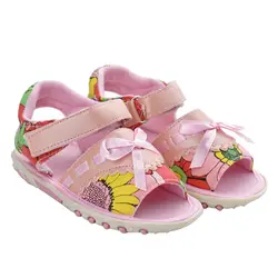 Лето 2017 г. детские сандалии для девочек модные цветы дети девочка Сандалии для девочек мягкая подошва женский ребенка принцесса Обувь