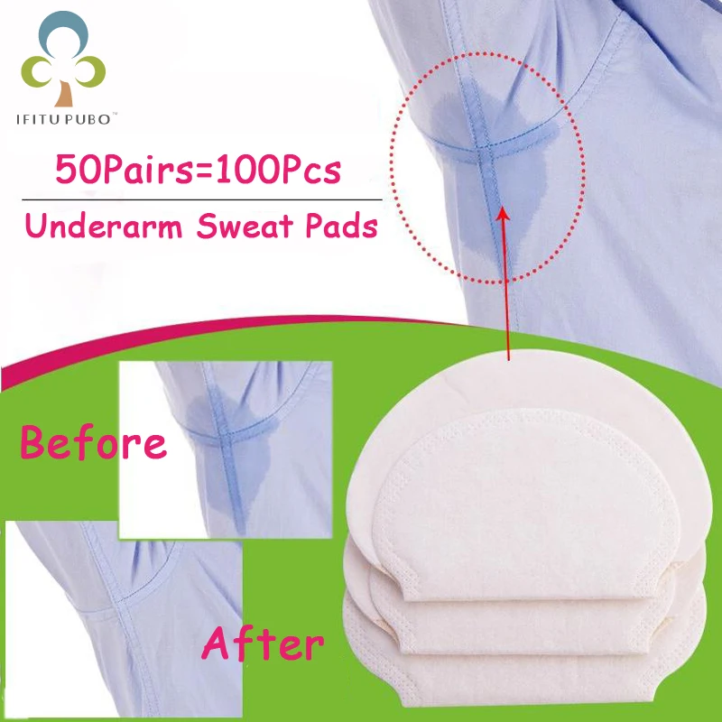 100pcs(50Pairs) Underarm Cotton Sweat Pads Disposable Armpits