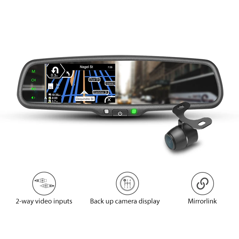 GERMID 4 3 дюймов Mirrorlink зеркало заднего вида с IOS Android смартфон информация о