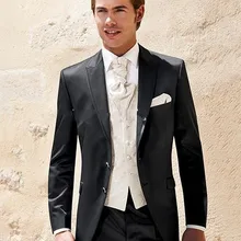 Изготовленный на заказ черный Фрак Свадебный костюм смокинги друзей жениха дворца мужские свадебные костюмы костюм для шафера(куртка+ брюки+ жилет+ галстук