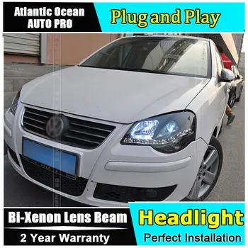 

for vw polo headlights 2006-2010 car styling LED car styling xenon lens car light led bar H7 led parking for polo head lamps