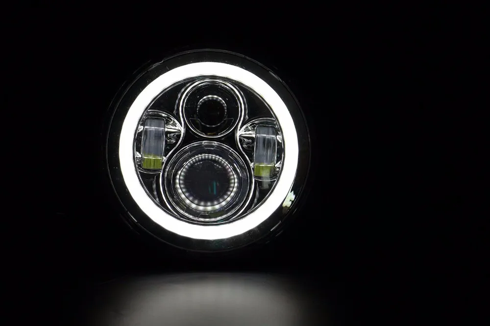 7-дюймовый LED Halo Фары для автомобиля Комплект 7 "светодиодные фары h4 Hi/низкой авто фар с углом глаза для jeep Wrangler JK TJ