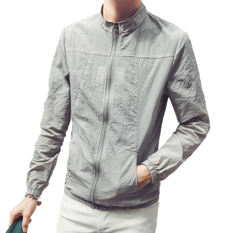

b Spring and autumn new men's jacket solid color jacket jacket 2019 new men's casual collar jacket plus size XS-3XL