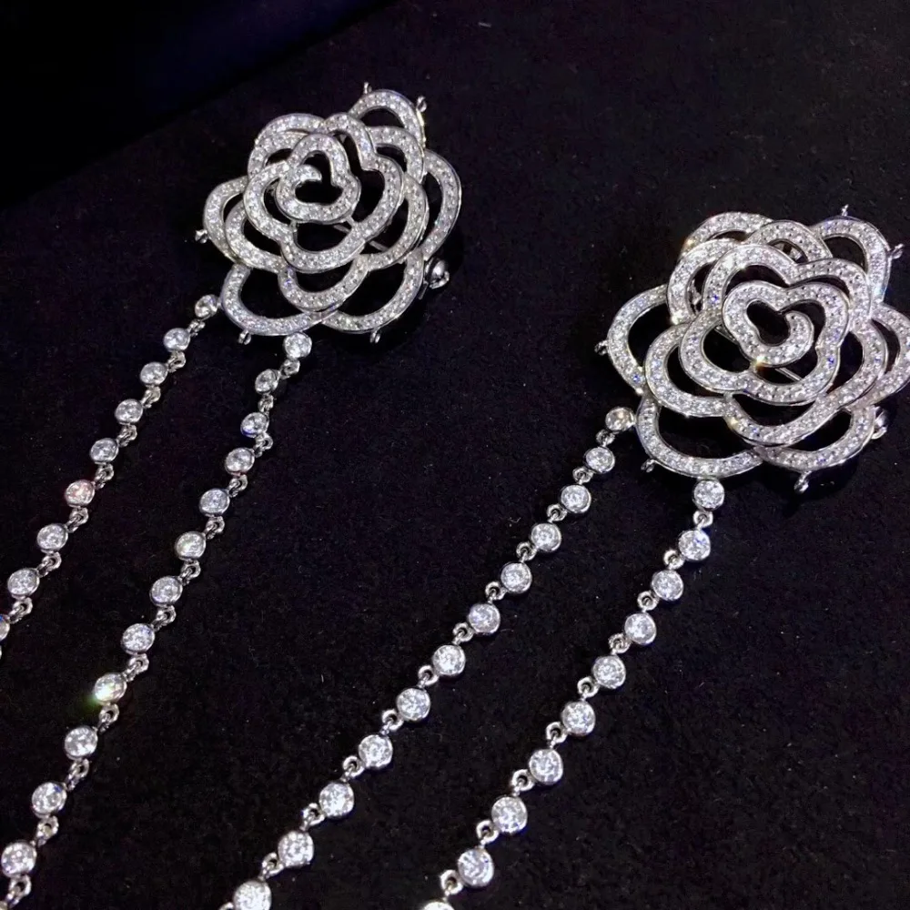 Женская Брошь из серебра 925 пробы с двумя цветами|flower brooch|brooch womenbrooch flower |