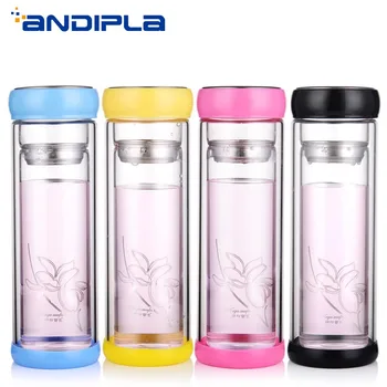 

320ml Portable Double Wall Transparent Water Bottle Heat Resistant Glass Tea Bottle Outdoor Travel Teacup Drinkware Tumbler Gift