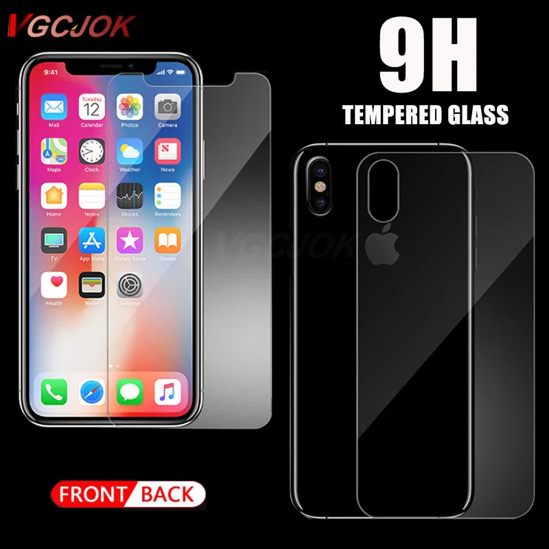 Переднее и заднее закаленное стекло для iPhone XR X XS MAX 6 6S 8 7 Plus 5 5S SE 8Plus Защитная пленка для экрана 9H Защитная стеклянная крышка