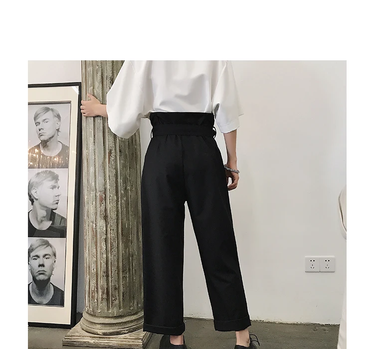 Высококачественные мужские брюки из ткани в западном стиле, Свободные повседневные изысканные штаны-шаровары с высокой талией черного/серого цвета, M-2XL