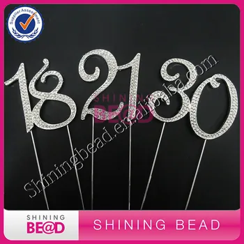 

free shipping,7cm sliver double number 13/16/18/21/25/30/40/50/60/70/80/90 rhinestone cake topper,birthday number cake topper