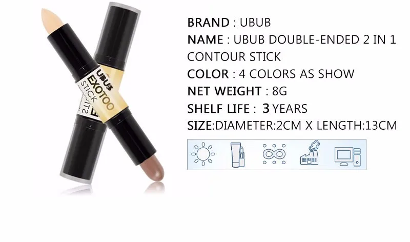UBUB Concealer Stick Double-ended 2 in1 Create Face Makeup Smooth Concealer Palette Proofreader For Face Konsiller Highlighter (5)