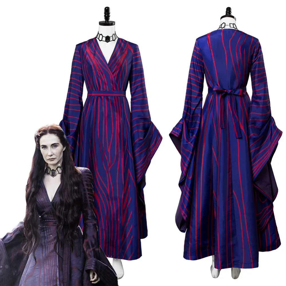 

Game of Thrones Season 6 Melisandre Cosplay Costume Red Blue Dress Gown Halloween Carnival Cosplay Custom Made