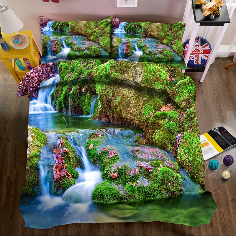 

Waterfall and flowing water 3d effect photo bed linen can be customized photo pattern