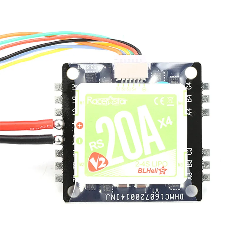 Лидер продаж Racerstar RS20Ax4 V2 20A BB2 48 МГц Blheli_S 2-4 S Opto Oneshot42 Multishot 4 в 1 ESC для гоночного дрона со съемкой от первого лица