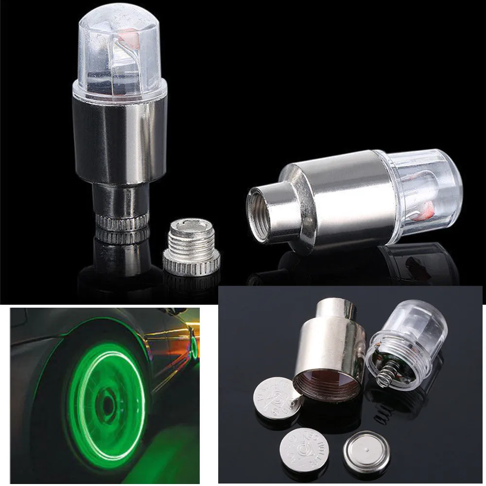 Sale 2pcs LED Tire Valve Stem Caps Neon Light Auto Accessories Bike Bicycle Car Auto F099 14