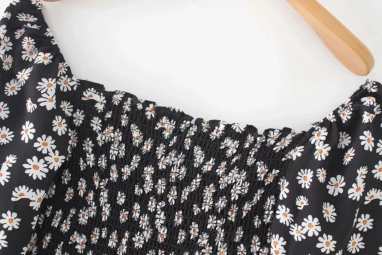 Boho женские топы летние элегантные эластичные складные женские блузки винтажный цветочный принт с длинным рукавом Корейская одежда уличная блуза