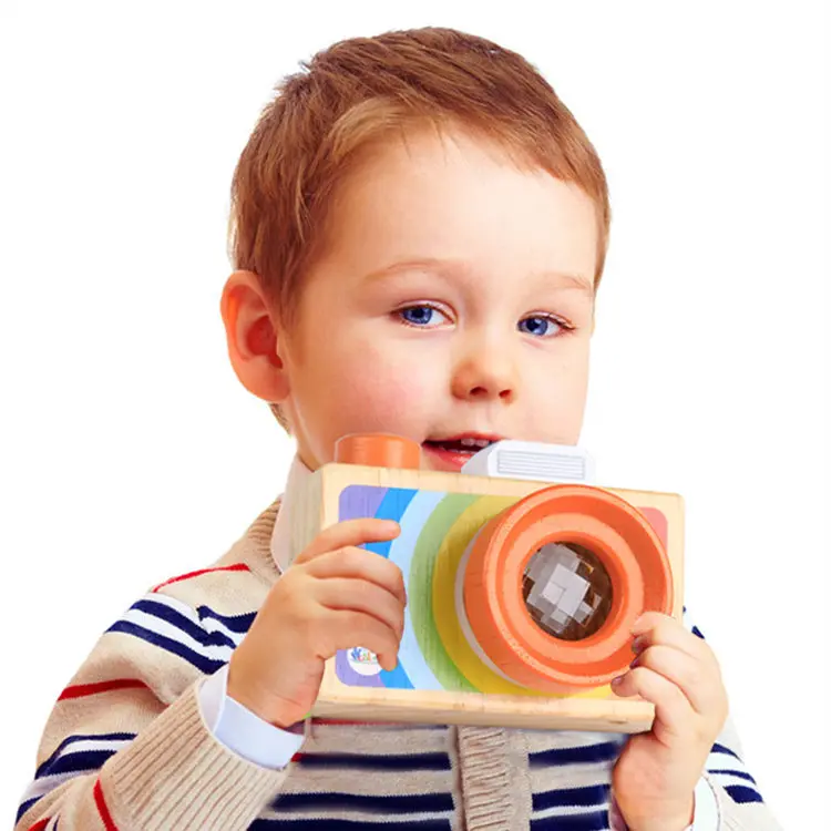 

2017 New Baby Toys Simulation Camera Wooden Toys Kaleidoscope 1-7 Years Old Educational Toys Shooting Scene Props Gift