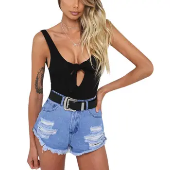 

Sexy Club Backless Lace Up Bodysuit Women V-Neck Sexy Skinny Rompers Womens Jumpsuit Summer Overalls Women's Short Sliders